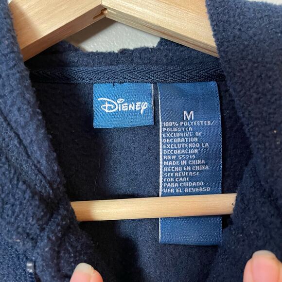Disney VTG Mickey Mouse Fleece Zip Navy Hood Pullover Y2K Sweatshirt SZ Med EUC - Picture 4 of 7